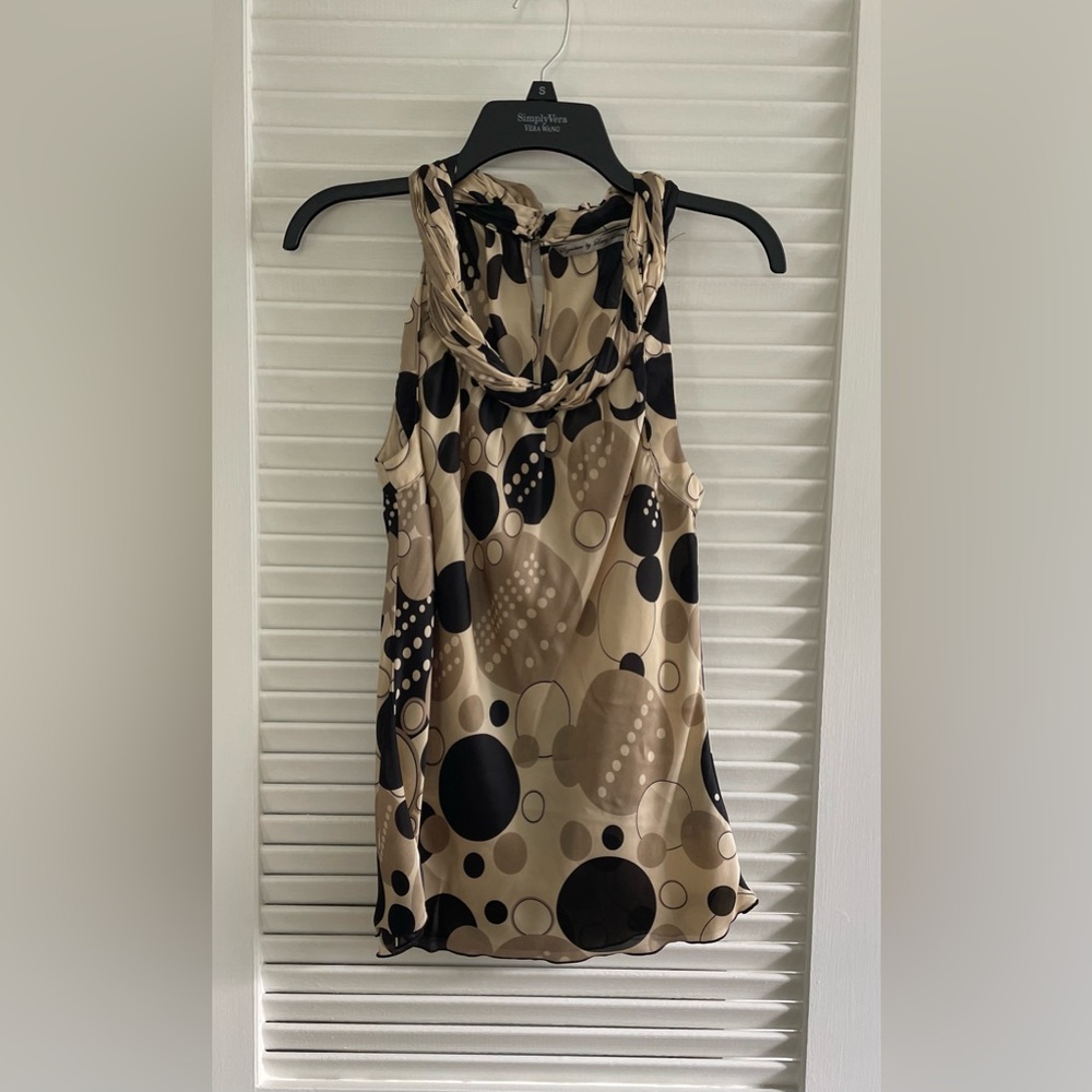 Larry Levine Black and Tan Graphic Tank Top